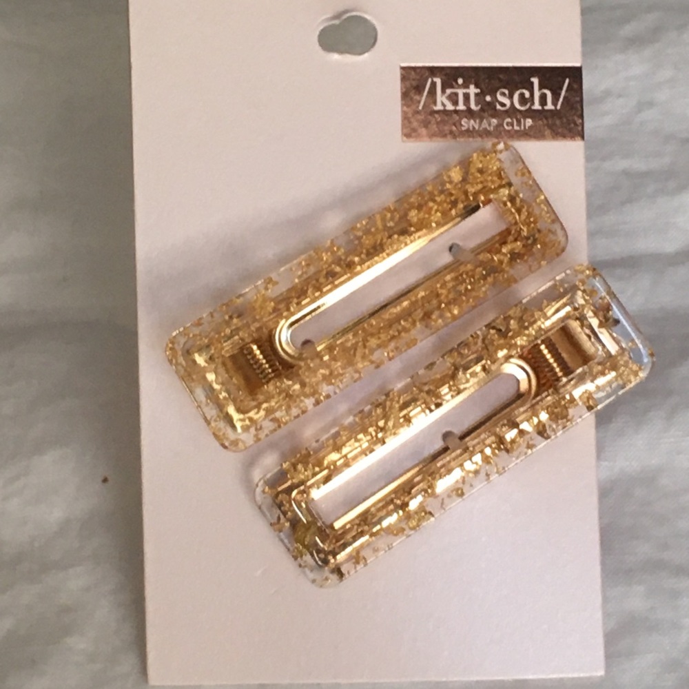 Acrylic Gold Flake Hair Clip Set